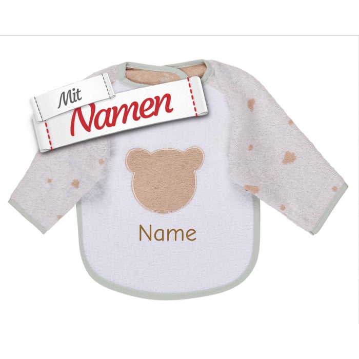 Sterntaler Ärmellätzchen Bär Bo mit Namen bestickt personalisiert, 50 x 73 cm Weiß