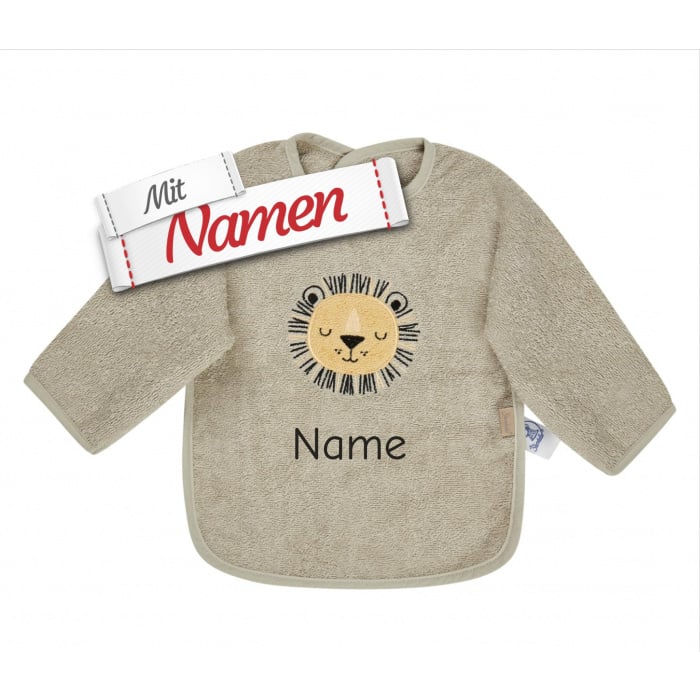 Sterntaler Ärmellätzchen Löwe Leo mit Namen bestickt personalisiert, 50 x 73 cm Steingrau