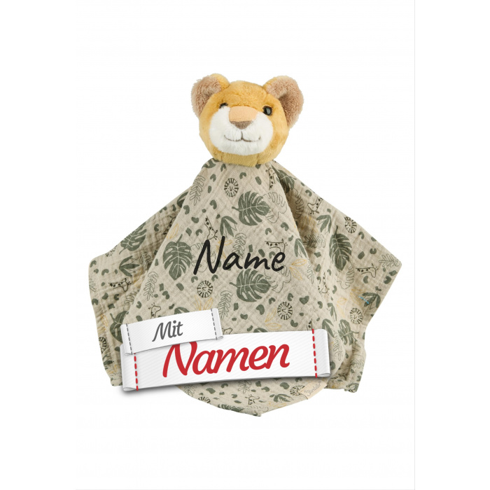 Sterntaler Baby Schmusetuch personalisiert, Löwe Leo Kuscheltuch mit Namen bestickt als Tröster für Zuhause und Kita