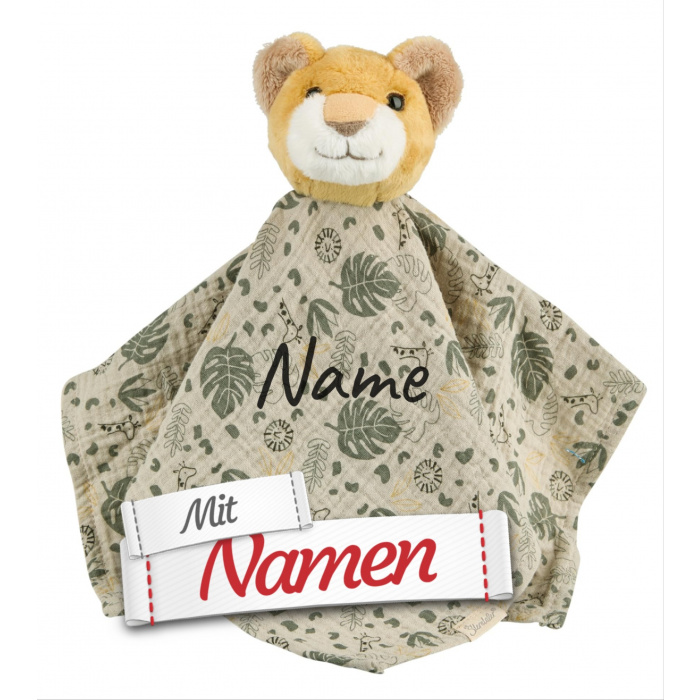 Sterntaler Baby Schmusetuch personalisiert, Löwe Leo Kuscheltuch mit Namen bestickt als Tröster für Zuhause und Kita
