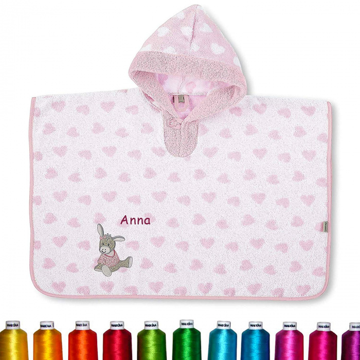 Sterntaler Poncho mit Namen personalisiert, Emmi Girl, bestickt, Baby Geschenk zur Geburt Taufe
