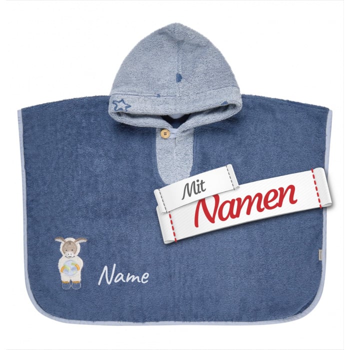 Sterntaler Badeponcho Kinder Weltraum mit Namen bestickt, personalisierter Poncho
