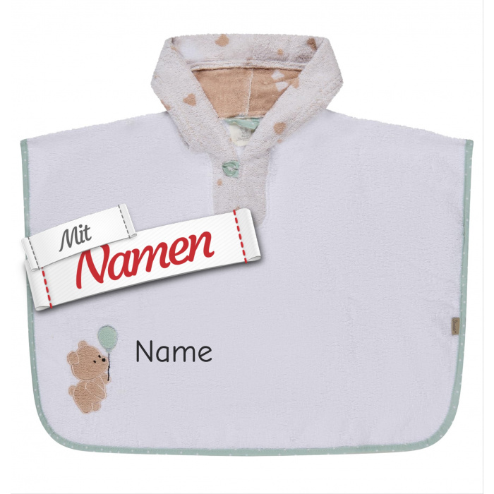 Sterntaler Bär Bo Poncho personalisiert mit Namen, bestickt als Geschenk für Kita und Schwimmen