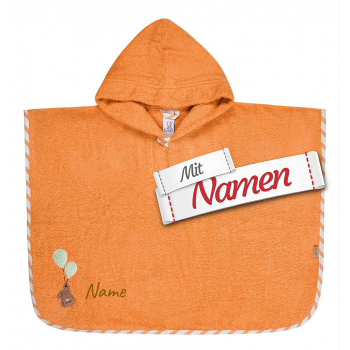 Sterntaler Bär Poncho personalisiert mit Namen – Bär Bo Badeponcho bestickt, Orange