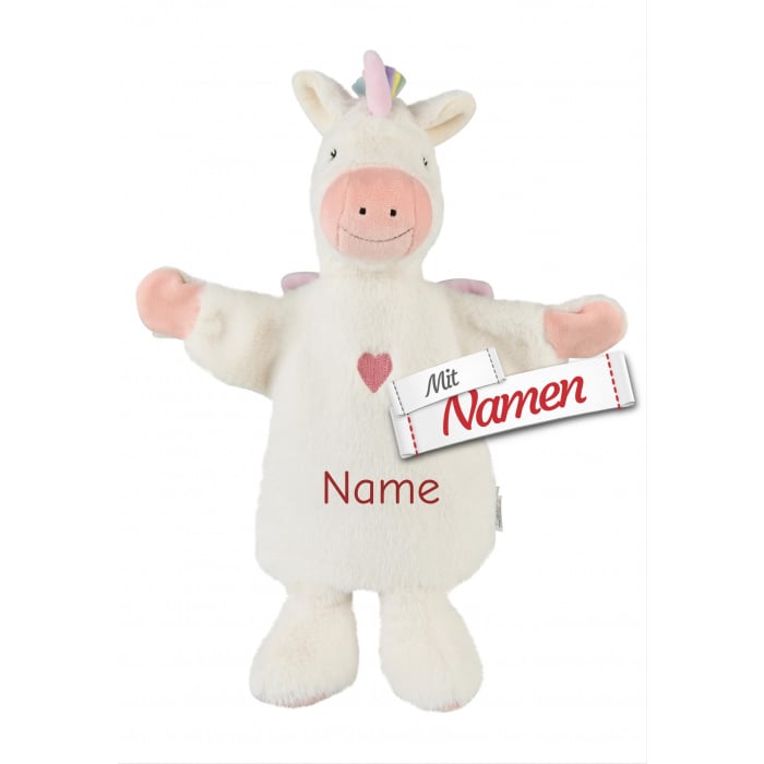 Sterntaler Handpuppe Einhorn mit Namen bestickt, personalisiertes Geschenk zur Geburt