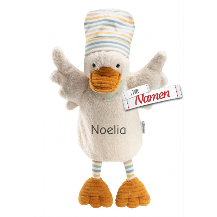 Sterntaler Handpuppe Ente Edda Lou, Schmusetuch mit Namen, Taufgeschenk, bestickt