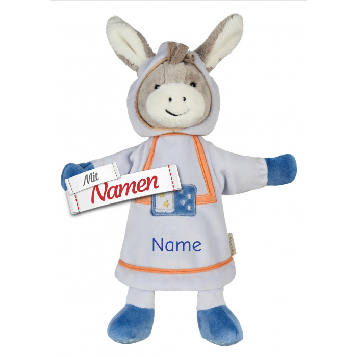 Sterntaler Handpuppe Esel Cosmo Emmi mit Namen bestickt, personalisiertes Babygeschenk