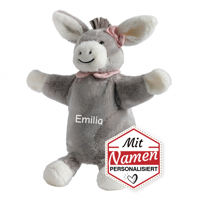 Sterntaler Handpuppe Esel Emmi Girl, Schmusetuch mit Namen, Taufgeschen, bestickt