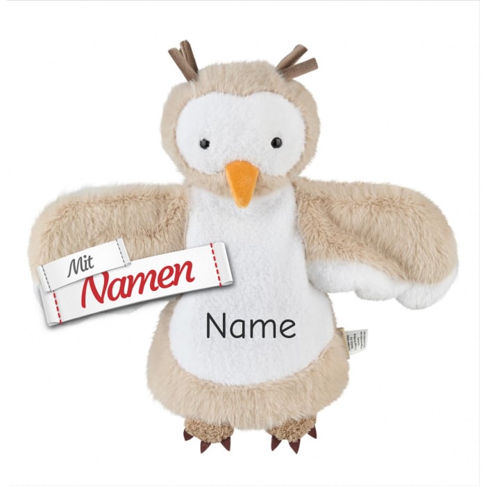 Sterntaler Handpuppe Eule mit Namen bestickt, personalisiertes Geschenk zur Geburt