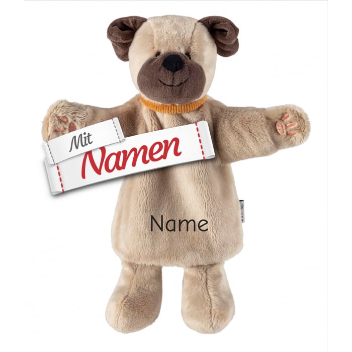 Sterntaler Handpuppe Hund mit Namen bestickt, personalisiertes Geschenk zur Geburt