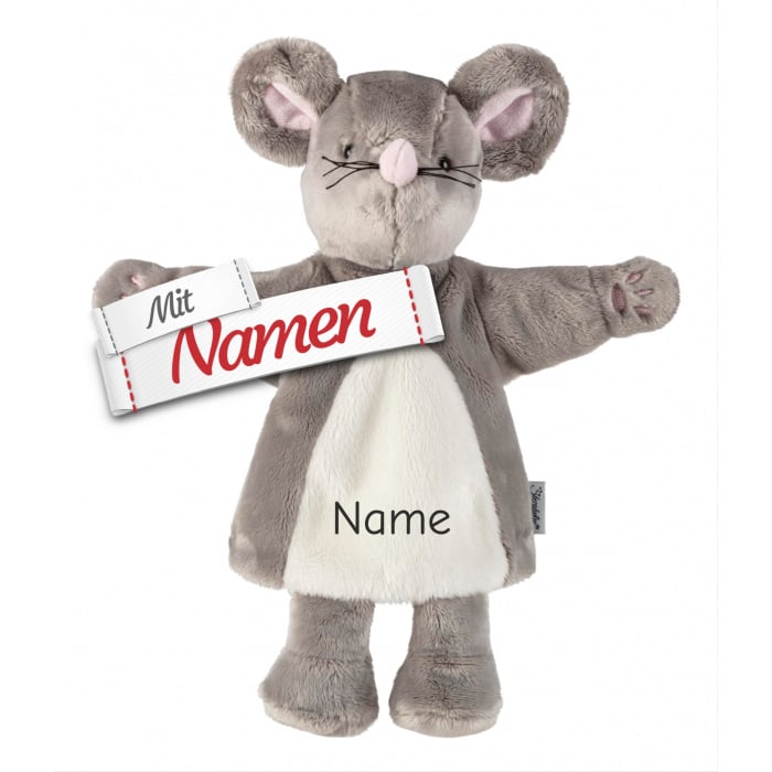 Sterntaler Handpuppe Maus mit Namen bestickt, personalisiertes Geschenk zur Geburt