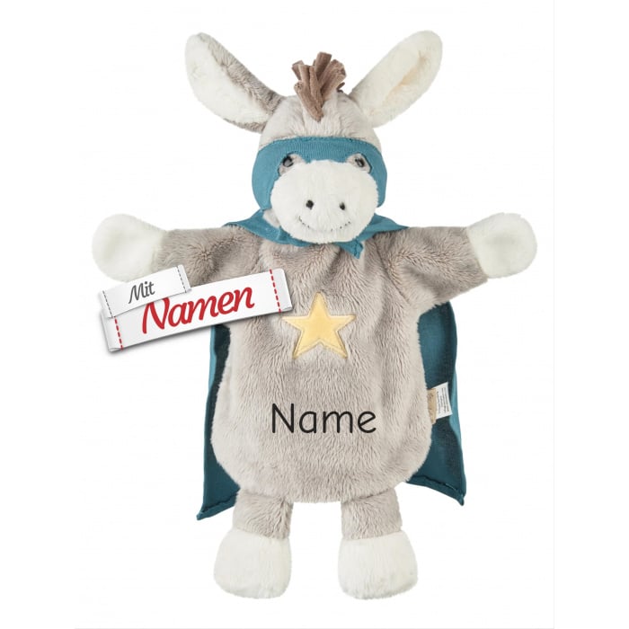 Sterntaler Handpuppe Superheld Emmi mit Namen bestickt, personalisiertes Babygeschenk