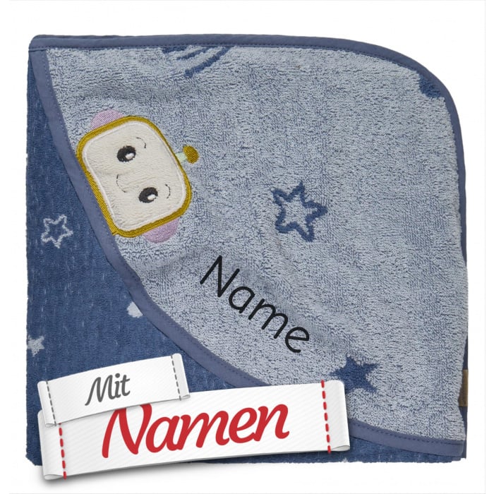 Sterntaler Kapuzenbadetuch Weltraum Rakete mit Namen bestickt, Geschenk zur Geburt