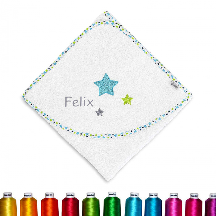 Sterntaler Erik Kapuzenhandtuch mit Sternen - Baby Geschenk zur Taufe für Junge & Mädchen, bestickt