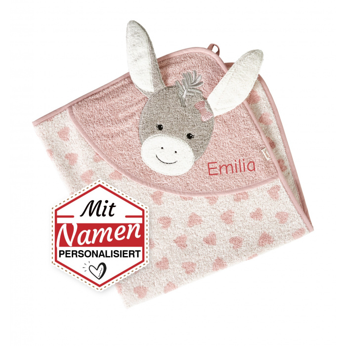 Sterntaler Kapuzenhandtuch Emmi Girl, 80x80, Esel Motiv, bestickt