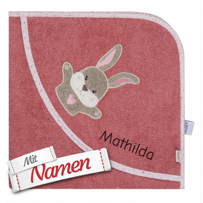 Sterntaler Kapuzenhandtuch personalisiert Hase Hanni – mit Namen bestickt, 80x80 cm