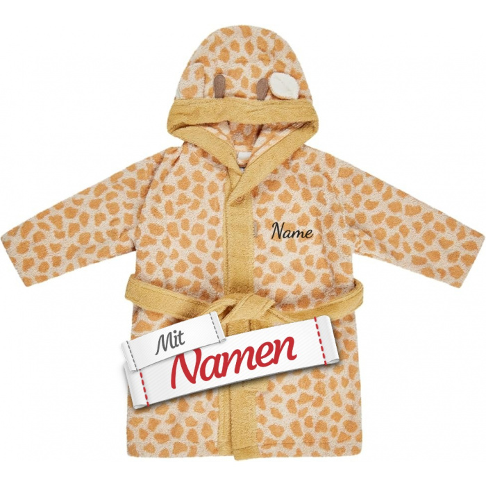 Sterntaler Kinder Bademantel personalisiert, Kinderbademantel Giraffe Kaya mit Namen bestickt – Größe 98/104