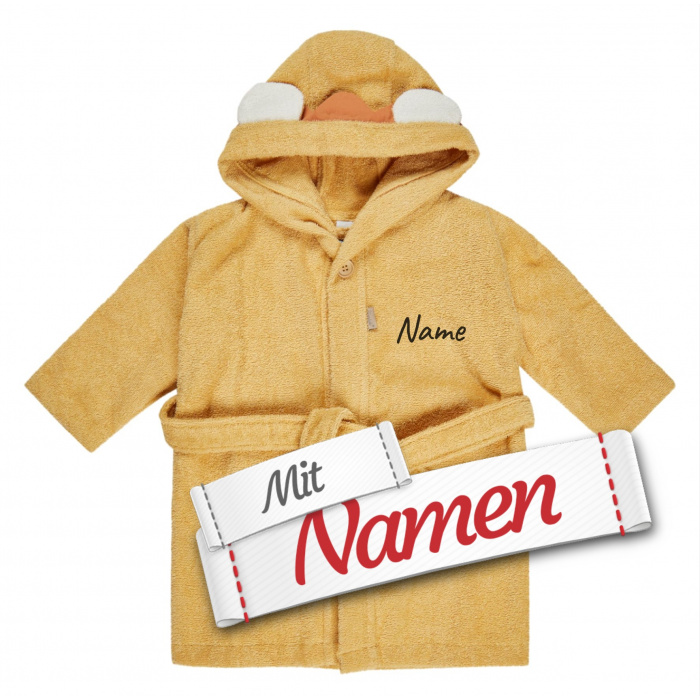 Sterntaler Kinder Bademantel personalisiert – Löwe Leo, mit Namen bestickt, 86/92