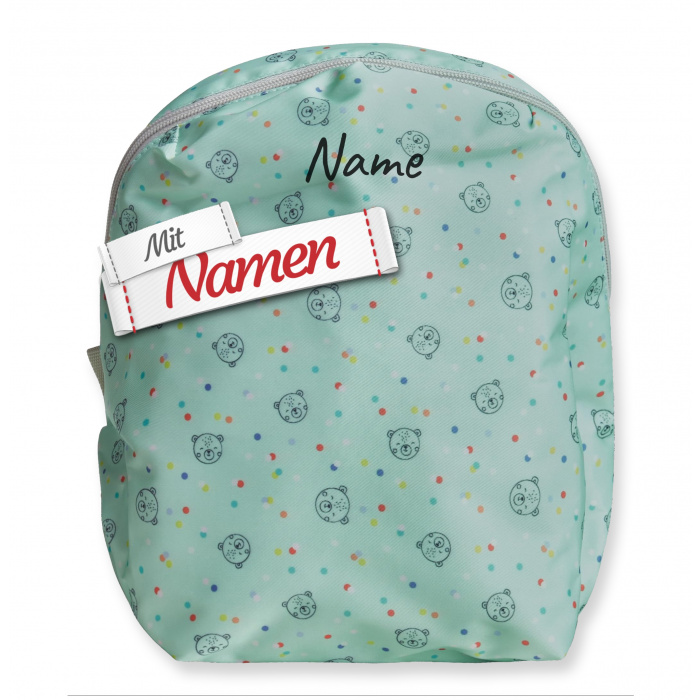 Sterntaler Kindergartenrucksack Mini Bär Bo mit Namen bestickt, Kitarucksack mintgrün