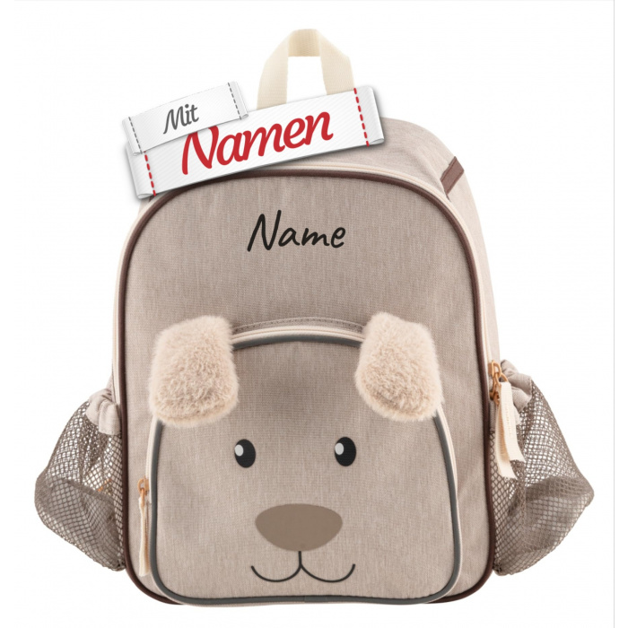 Sterntaler Kinderrucksack personalisiert, Rucksack Hund Lucky – mit Namen bestickt, wasserresistent, mit Brustgurt und Flaschenhalter