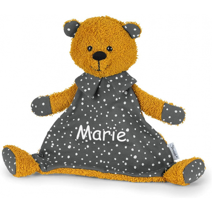 Sterntaler Kuscheltuch Bär Baylee Gelb Grau Braun, bestickt