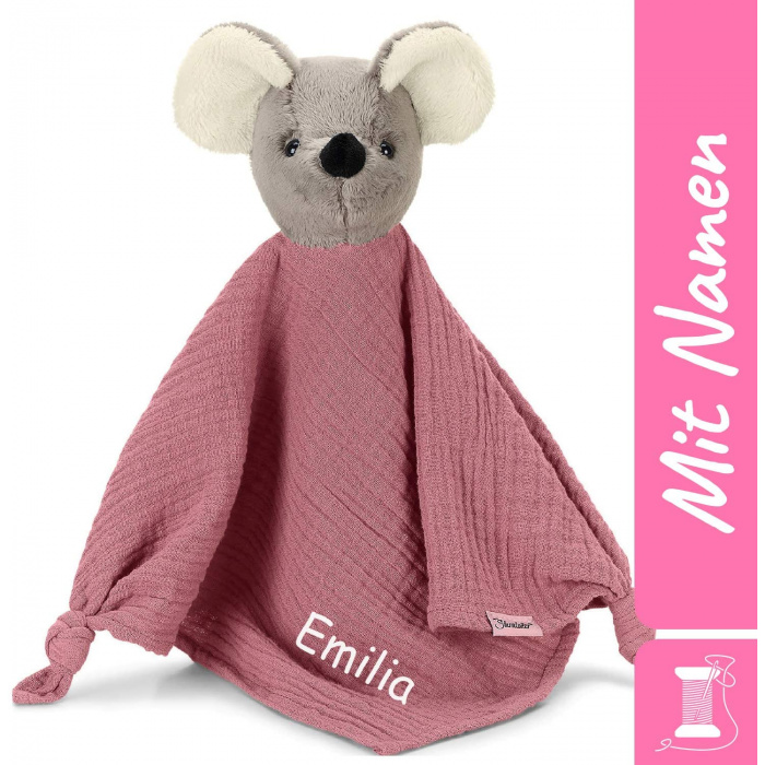 Sterntaler Maus Mabel Schmusetuch mit Namen, Mädchen Baby Geschenk zur Geburt, bestickt