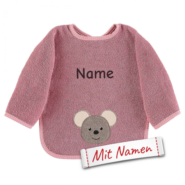 Sterntaler Lätzchen Ärmel Maus Mabel rosa/rot, bestickt