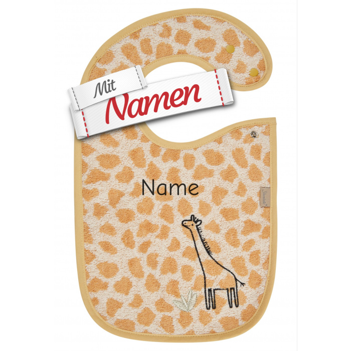 Sterntaler Lätzchen Giraffe Kaya mit Namen bestickt, wasserdicht, 38 x 26 cm Sand