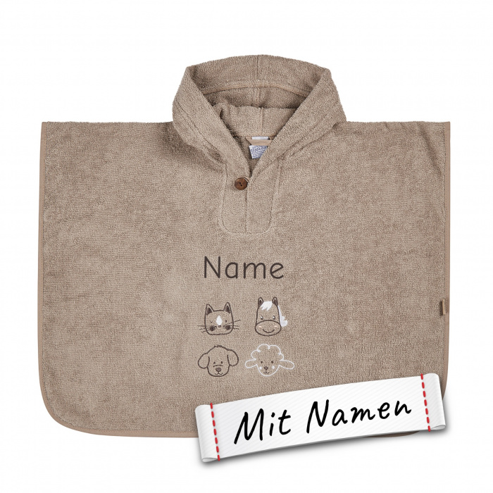 Sterntaler Bauernhof Poncho mit Namen bestickt - Personalisiertes Geschenk für Junge & Mädchen zur Geburt