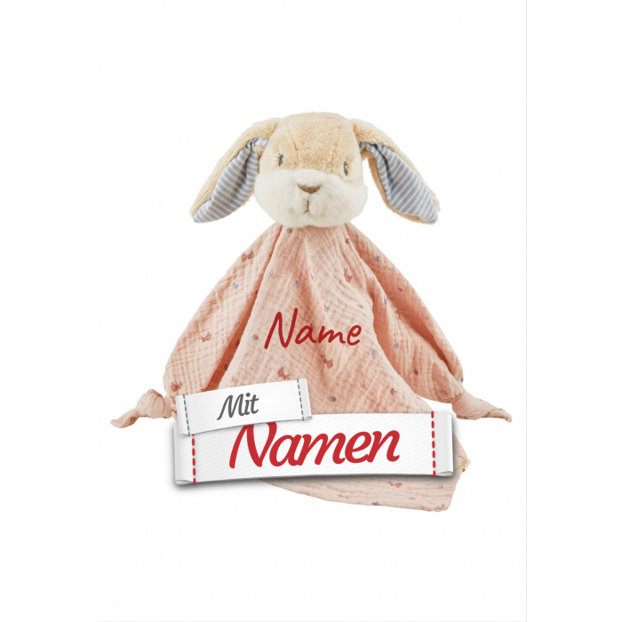 Sterntaler Schmusetuch Baby personalisiert, Hase Hanni für Mädchen mit Namen bestickt, Tröster für Geburt und Kita-Start