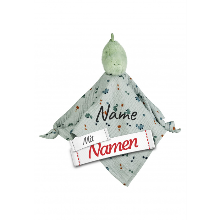 Sterntaler Schmusetuch personalisiert Dino Rexi mit Namen bestickt, Dinosaurier Baby Kuscheltuch