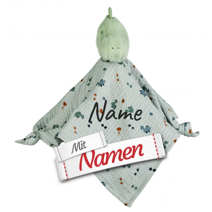 Sterntaler Schmusetuch personalisiert Dino Rexi mit Namen bestickt, Dinosaurier Baby Kuscheltuch