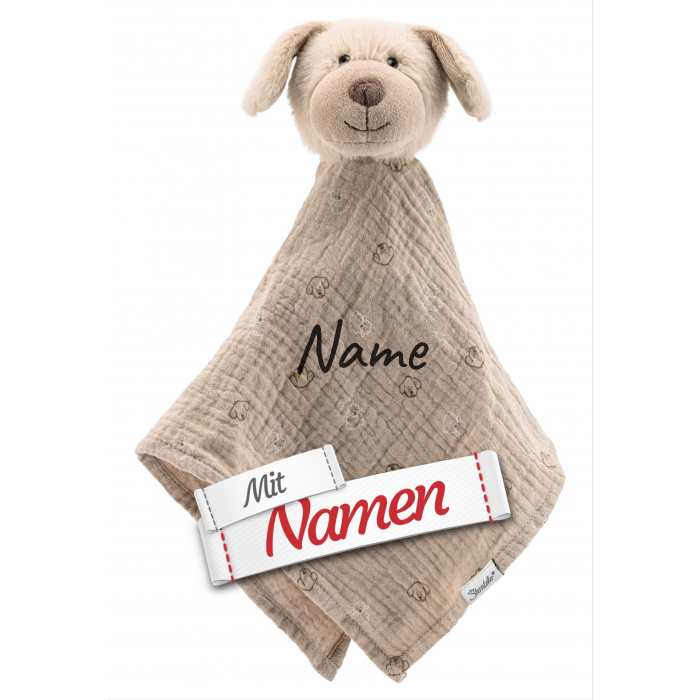 Sterntaler Schmusetuch personalisiert Hund Lucky mit Namen bestickt, Baby Kuscheltuch personalisiert