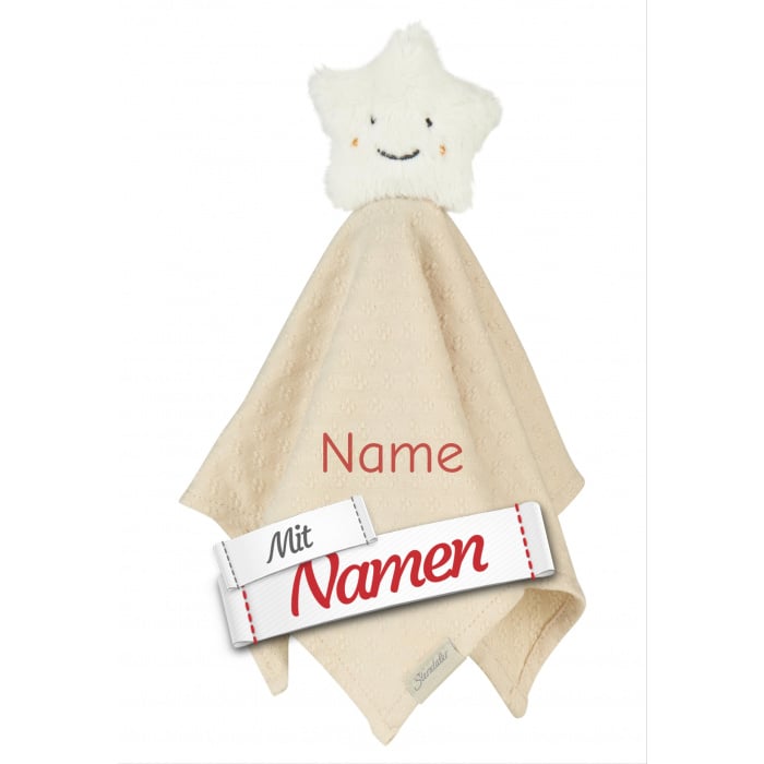 Sterntaler Schmusetuch Stern mit Namen bestickt personalisiert, S 26 cm Natur