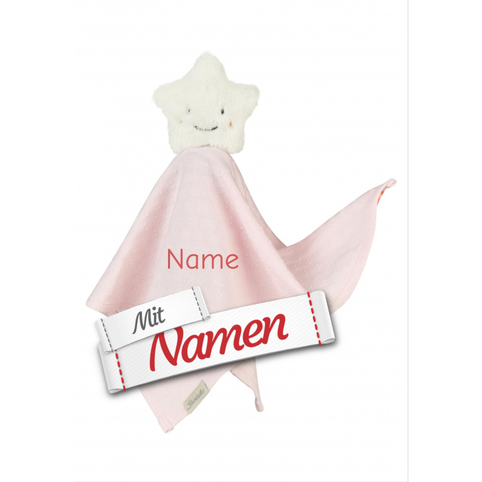 Sterntaler Schmusetuch Stern mit Namen bestickt personalisiert, S 26 cm Rosa