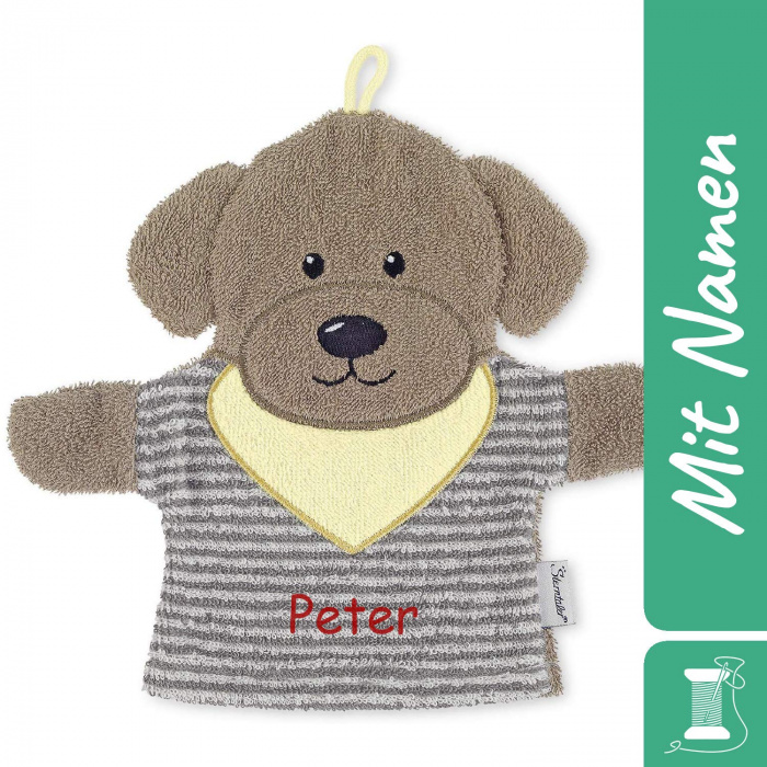 Sterntaler Spiel-Waschhandschuh Hund Hanno, bestickt