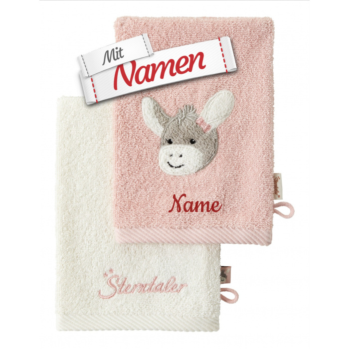 Sterntaler Waschhandschuh (2er Set) Emmi Girl, personalisiertes Mädchen Geschenk zur Geburt / Taufe
