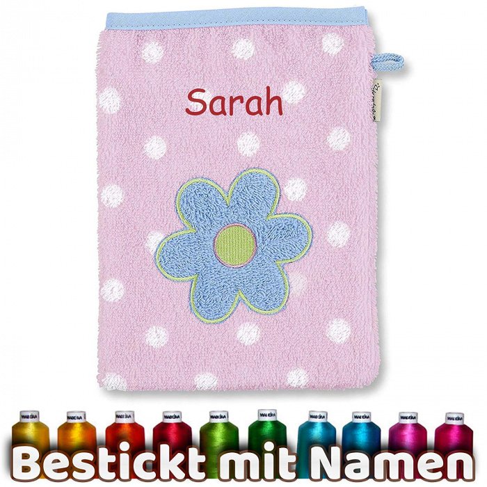 Sterntaler Waschhandschuh Blume Katharina, Rosa, bestickt