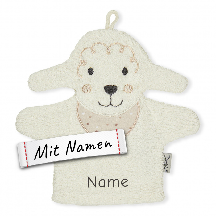 Sterntaler Spiel-Waschhandschuh Schaf Flocke, bestickt