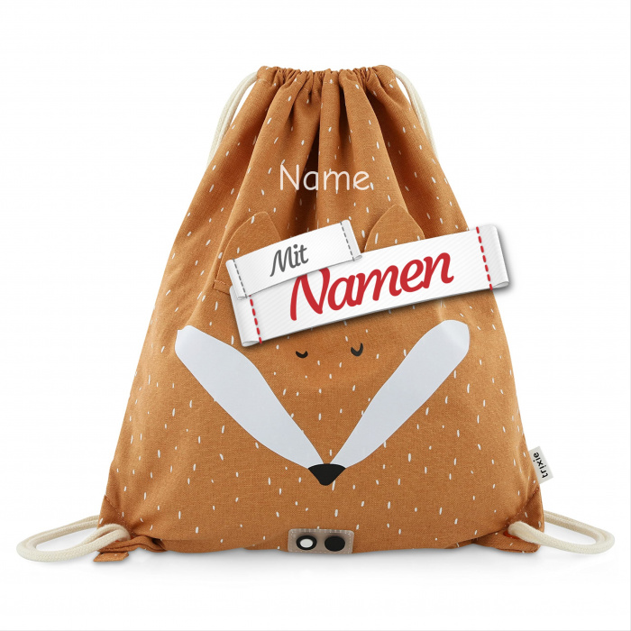 Trixie Turnbeutel mit Namen bestickt Mr. Fox Fuchs – für Kita, Schule und Sport