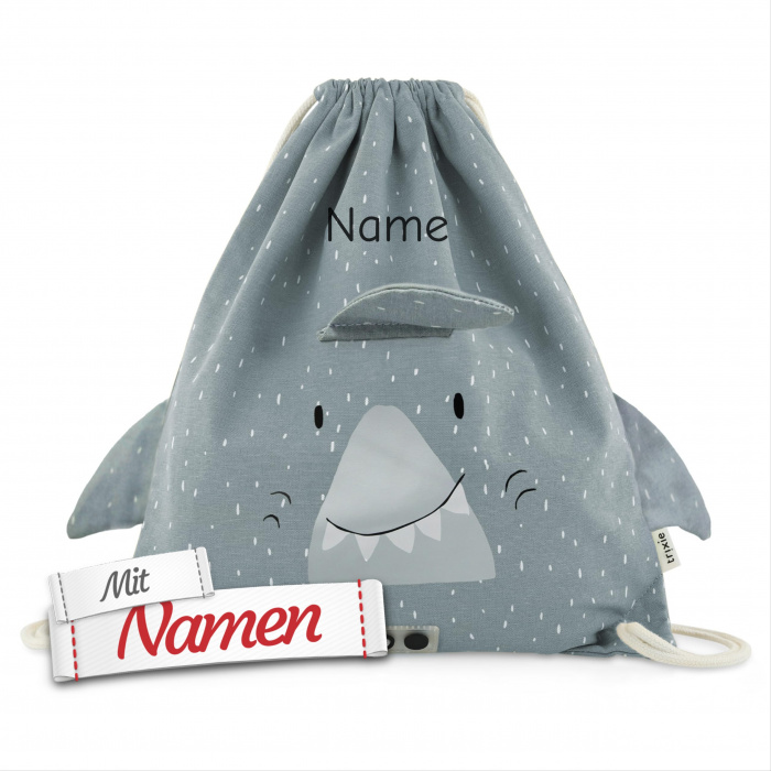 Trixie Turnbeutel mit Namen bestickt Mr. Shark für Kinder
