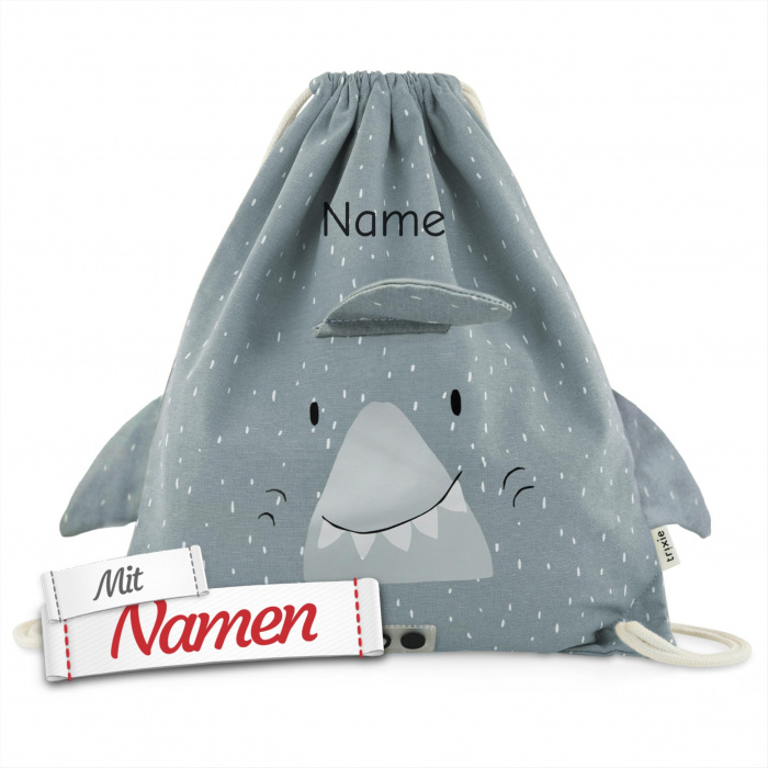 Trixie Turnbeutel mit Namen bestickt Mr. Shark für Kinder