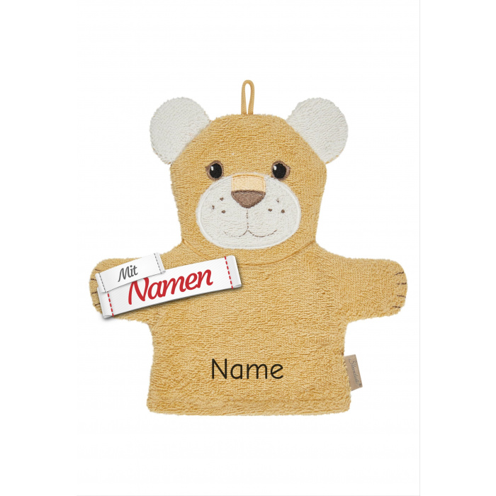 Waschlappen mit Namen bestickt Löwe Leo von Sterntaler – aus Baumwolle, hautfreundlich, für Baby und Kleinkind