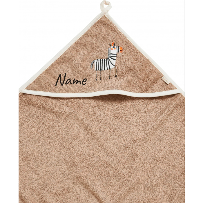 Zebra Kapuzenhandtuch mit Namen personalisiert – Playshoes Wildtiere Kapuzentuch bestickt für Baby und Kleinkind
