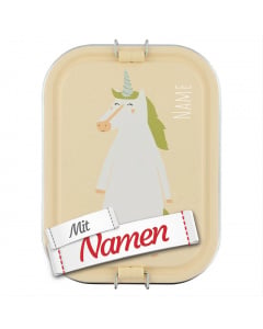 Brotdose Kinder mit Namen graviert, Trixie Einhorn, Edelstahl groß mit Trennwand