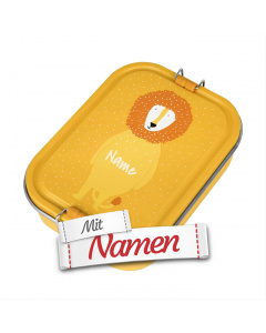 Brotdose Kinder mit Namen graviert, Trixie Mr. Lion Löwe, Edelstahl groß mit Trennwand