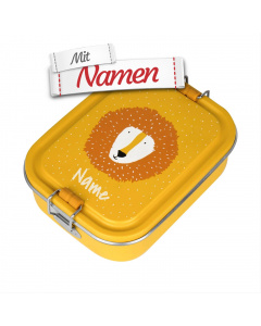 Brotdose Kinder mit Namen graviert, Trixie Mr. Lion Löwe, Edelstahl klein, personalisiert