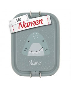 Brotdose Kinder mit Namen graviert, Trixie Mr. Shark Hai, Edelstahl klein, personalisiert