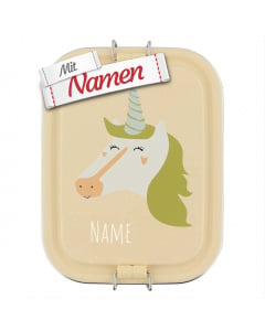 Brotdose Kinder mit Namen graviert, Trixie Mrs. Unicorn Einhorn, Edelstahl klein