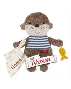 Fehn Knister-Otter Theo – Activity-Rascheltier zum Greifen & Lauschen, mit Namen bestickt, Babygeschenk personalisiert